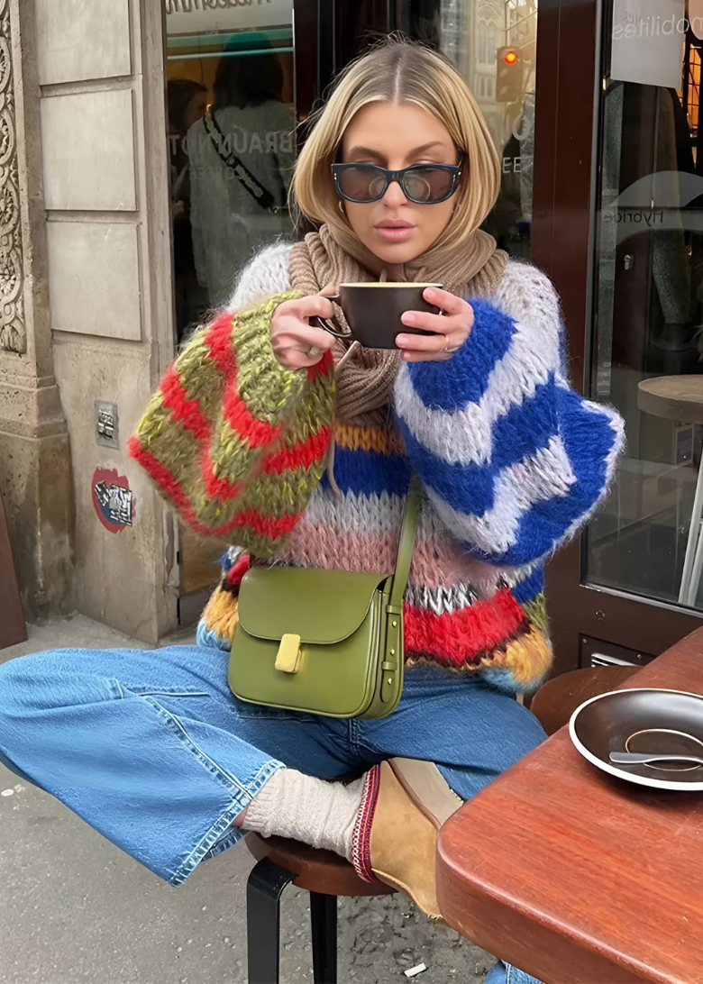 Cozy Retro Striped Knit Sweater
