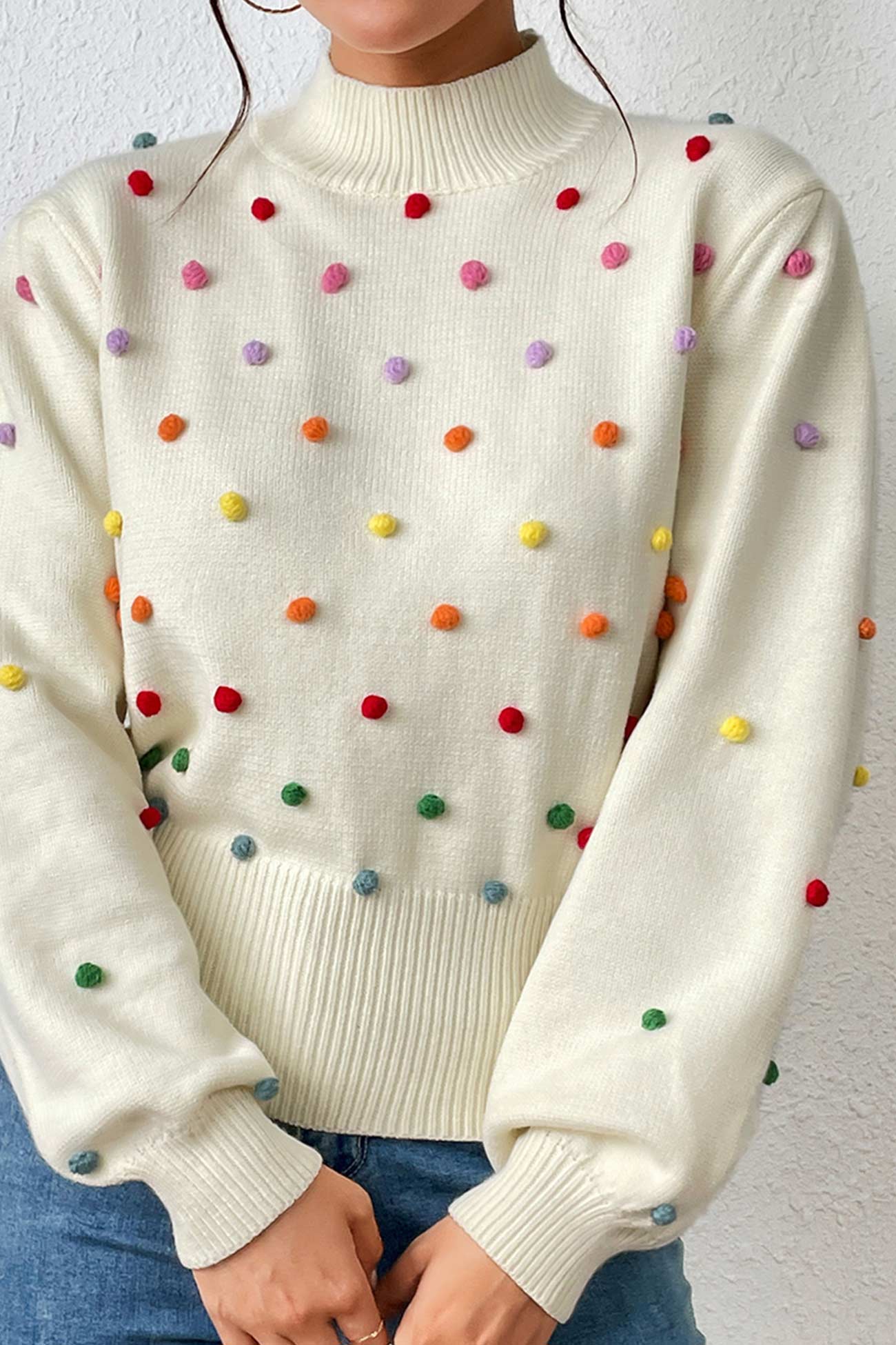 Rainbow Yarn Ball Knit Sweater