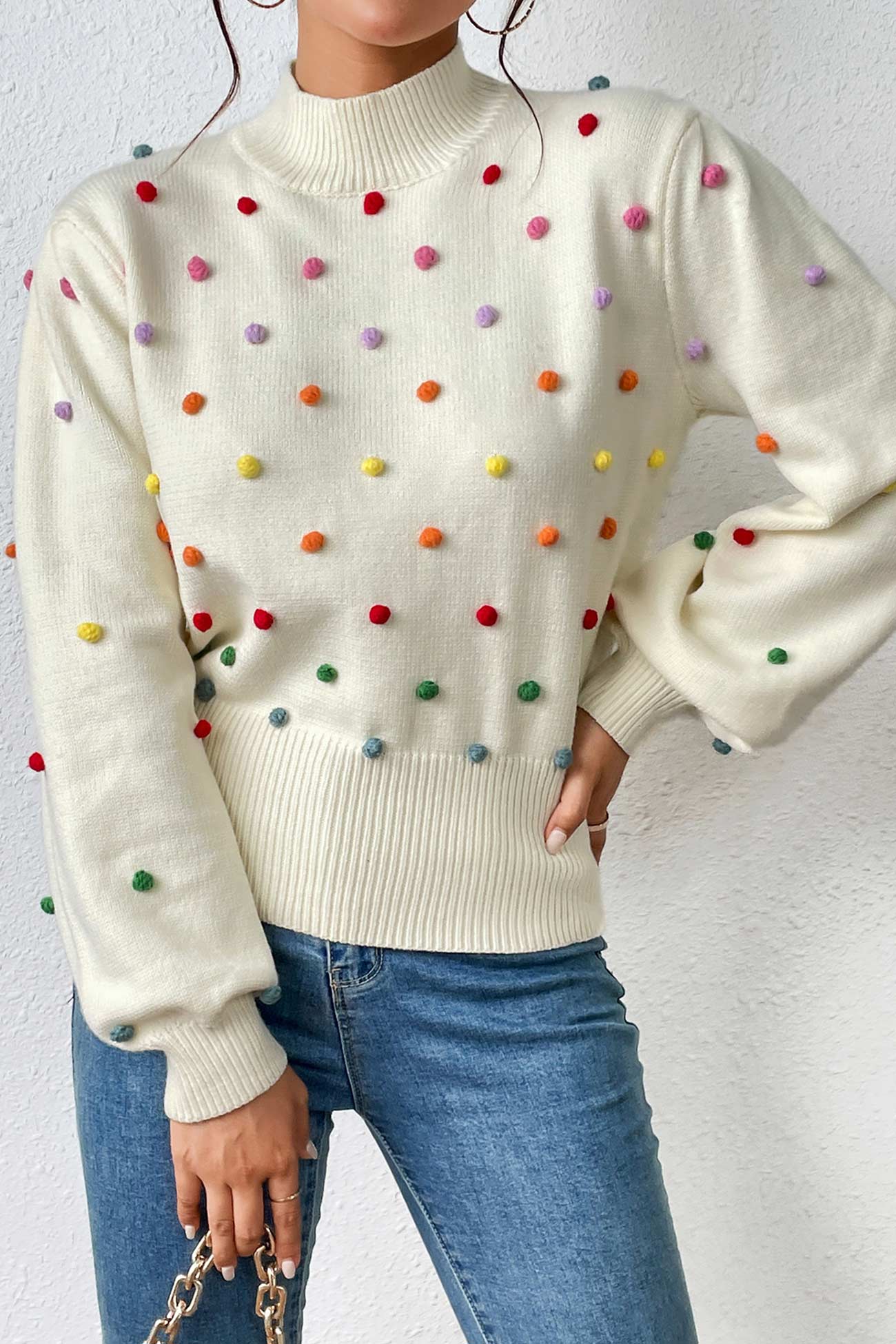Rainbow Yarn Ball Knit Sweater