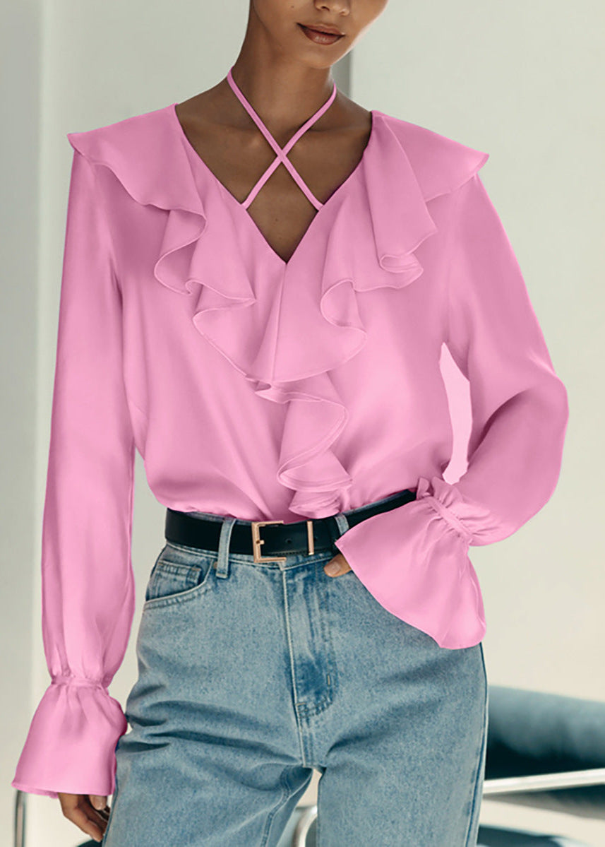 Valencia Chic Ruffle Halter Blouse