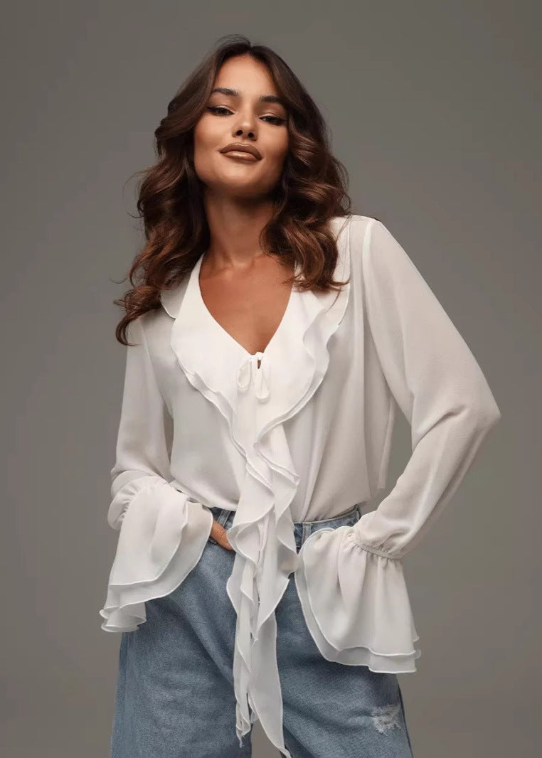 Airy Ruffled Chiffon Blouse