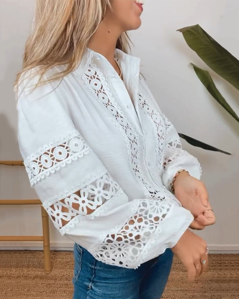 Ziah Timeless Eyelet Long Sleeve Blouse