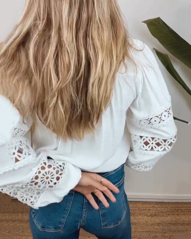 Ziah Timeless Eyelet Long Sleeve Blouse
