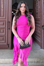 Elegant Olive Green Ruffle Midi Dress