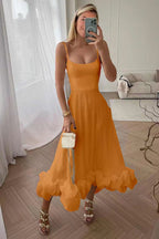 Chic Ruffle Corset Midi Dress