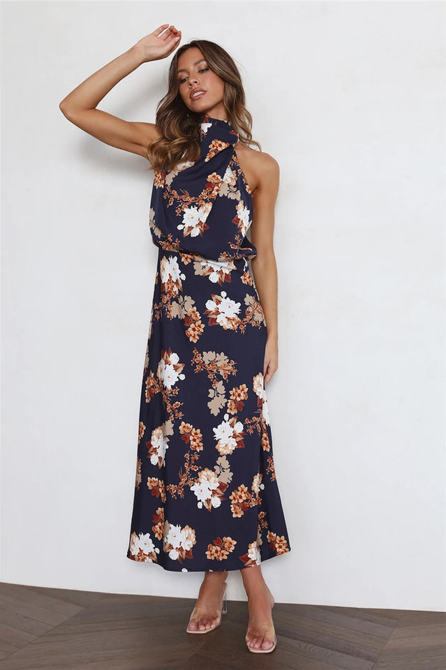 Chic Halter Neck Midi Dress