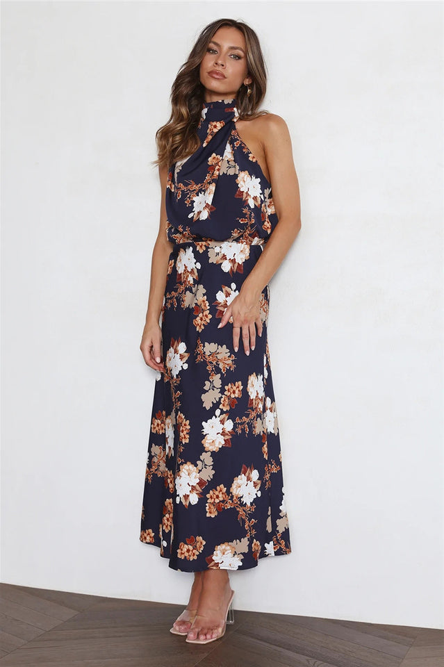 Chic Halter Neck Midi Dress