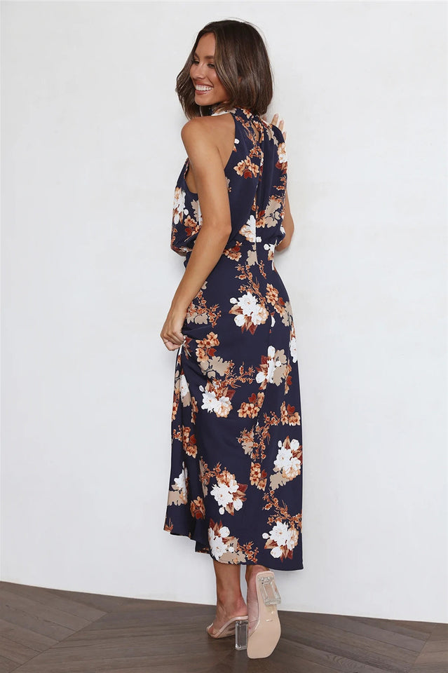 Chic Halter Neck Midi Dress
