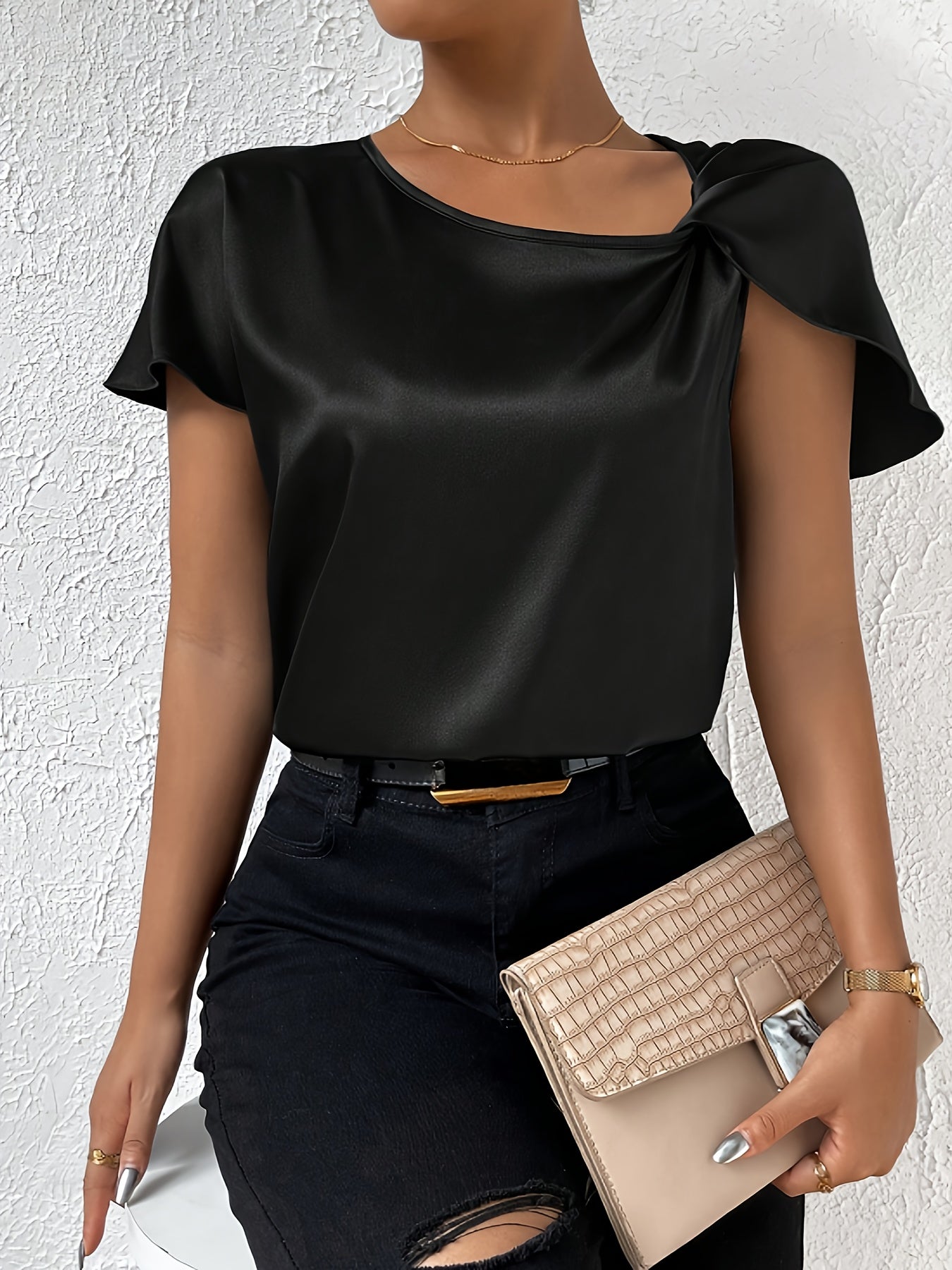LEASA Chic Statement Shoulder Blouse