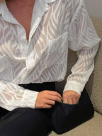Women's Elegant White Long Sleeve Blouse