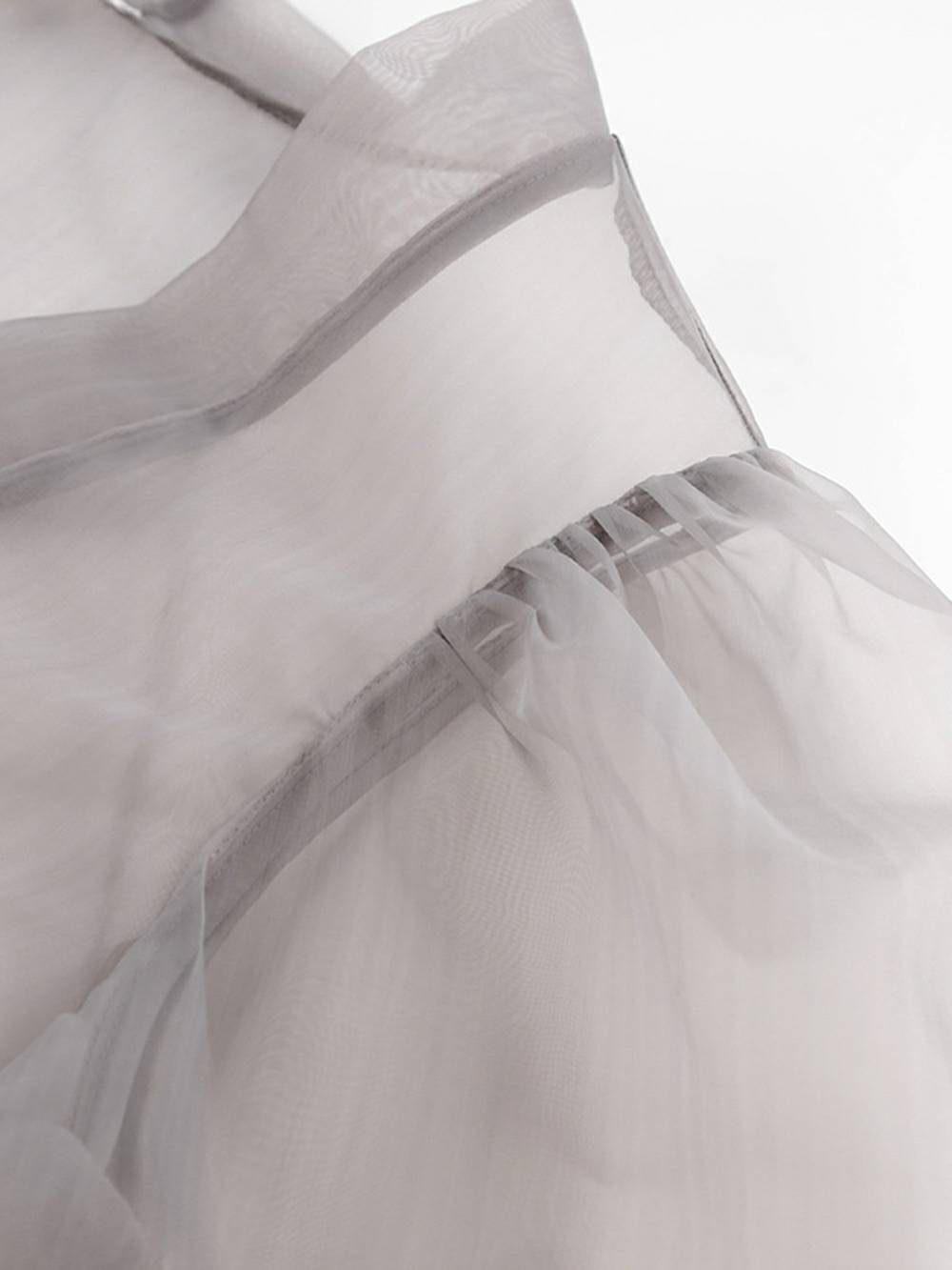 Sheer V Neck Puff Sleeve Bow Blouse