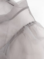 Sheer V Neck Puff Sleeve Bow Blouse