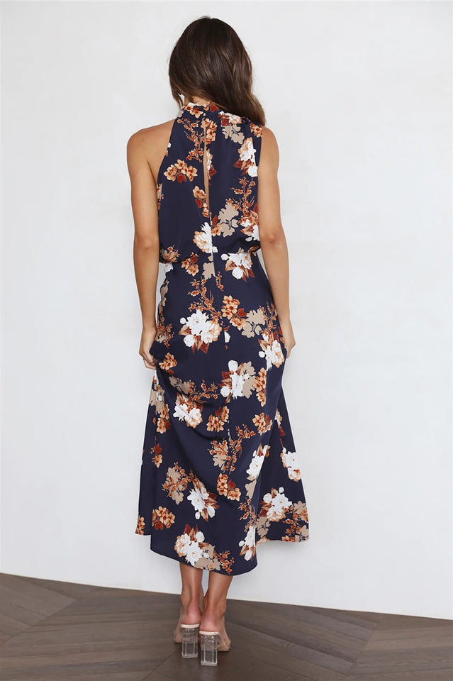 Chic Halter Neck Midi Dress
