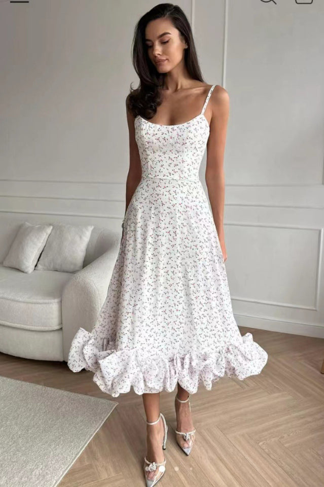 Chic Ruffle Corset Midi Dress