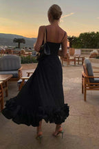 Chic Ruffle Corset Midi Dress