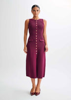 Chic Ribbed Knit Button Midi Dress