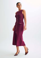 Chic Ribbed Knit Button Midi Dress