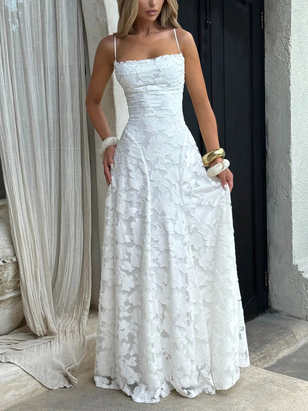 Luxe Textured Jacquard Maxi Dress