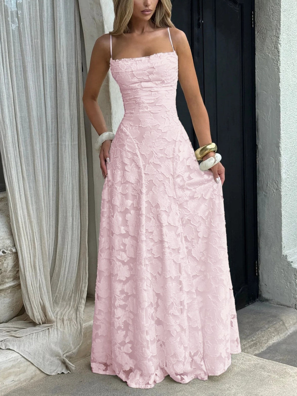 Luxe Textured Jacquard Maxi Dress