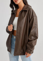 Women's Sleek Leather Moto Jacket