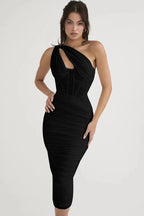 Chic Asymmetric Cutout Midi Dress