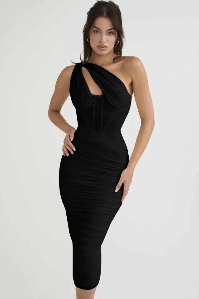 Chic Asymmetric Cutout Midi Dress