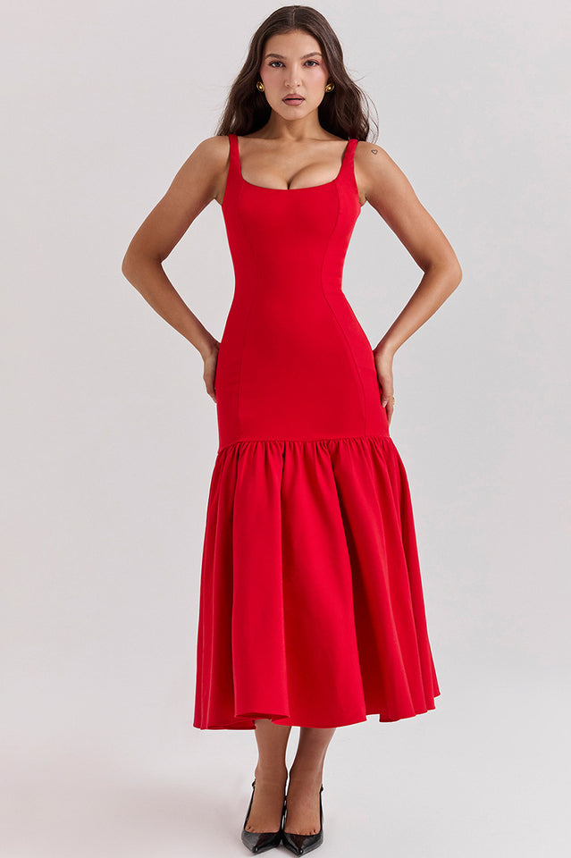 Amore Flattering Drop Waist Midi Dress