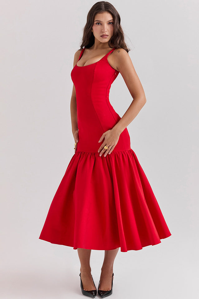 Amore Flattering Drop Waist Midi Dress