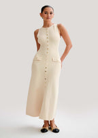 Chic Contrast Trim Midi Dress