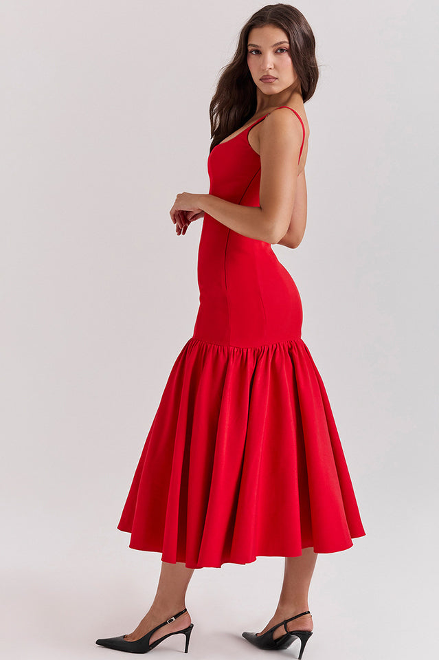 Amore Flattering Drop Waist Midi Dress