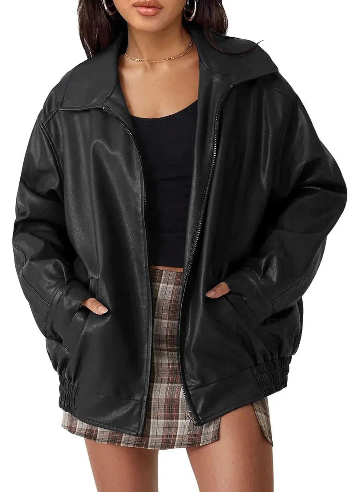 Women's Sleek Leather Moto Jacket