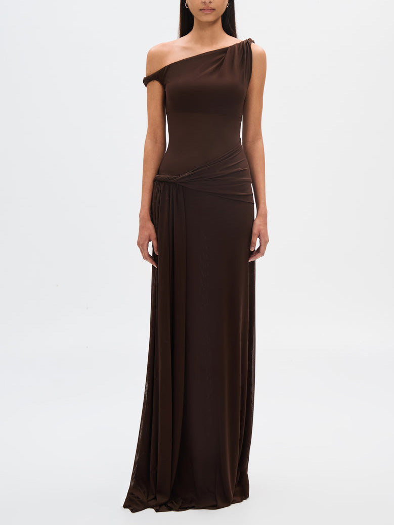 Chic Mocha Textured Maxi Dress