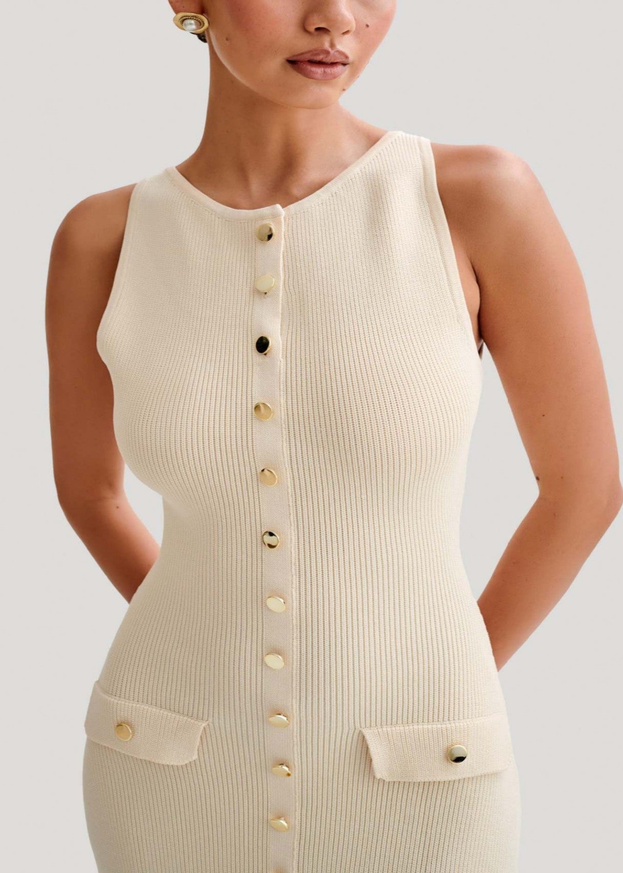 Chic Contrast Trim Midi Dress