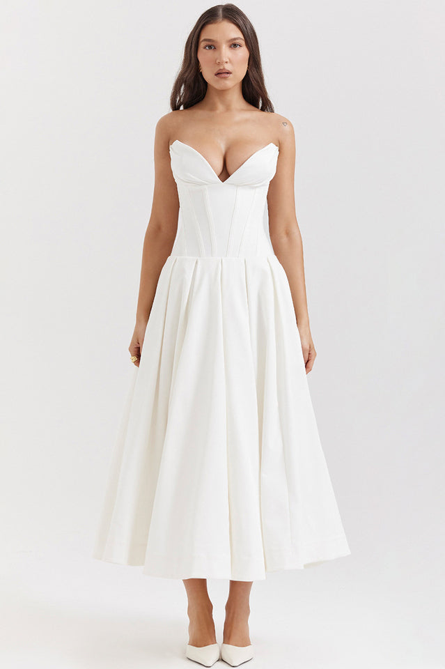 Chic Black Strapless Midi Dress
