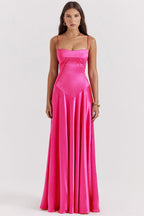 Elegant Black Lace Up Maxi Dress