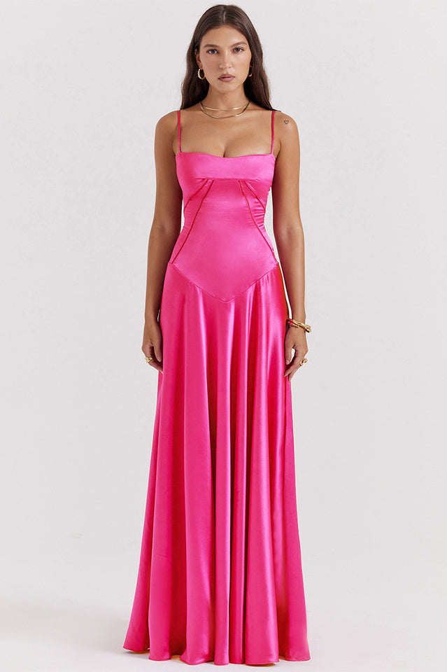 Elegant Black Lace Up Maxi Dress