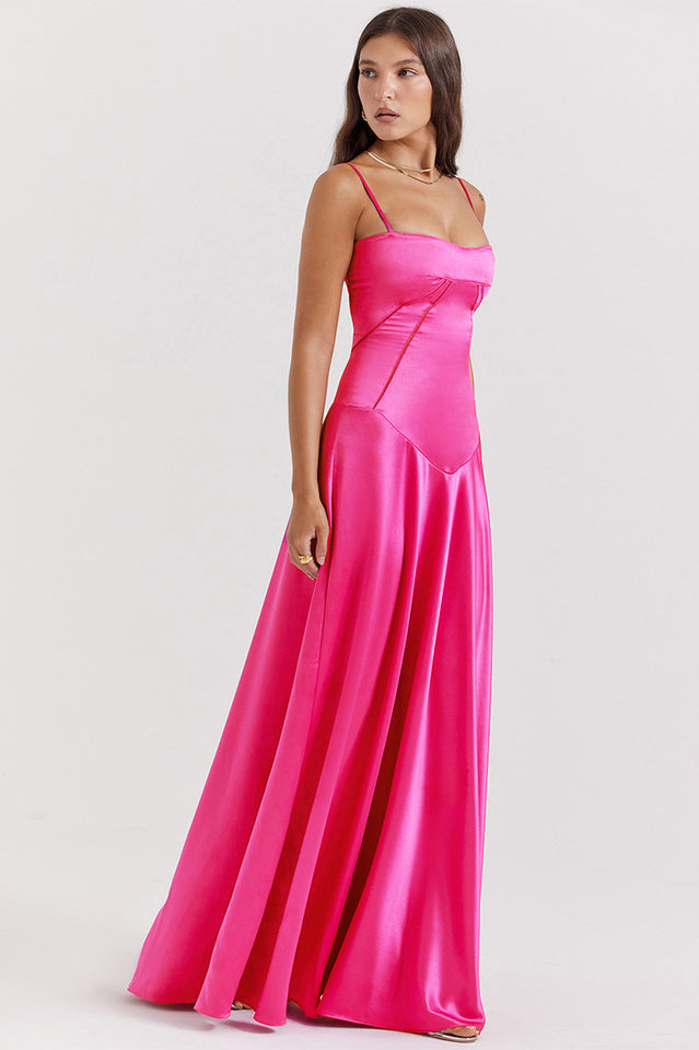 Elegant Black Lace Up Maxi Dress