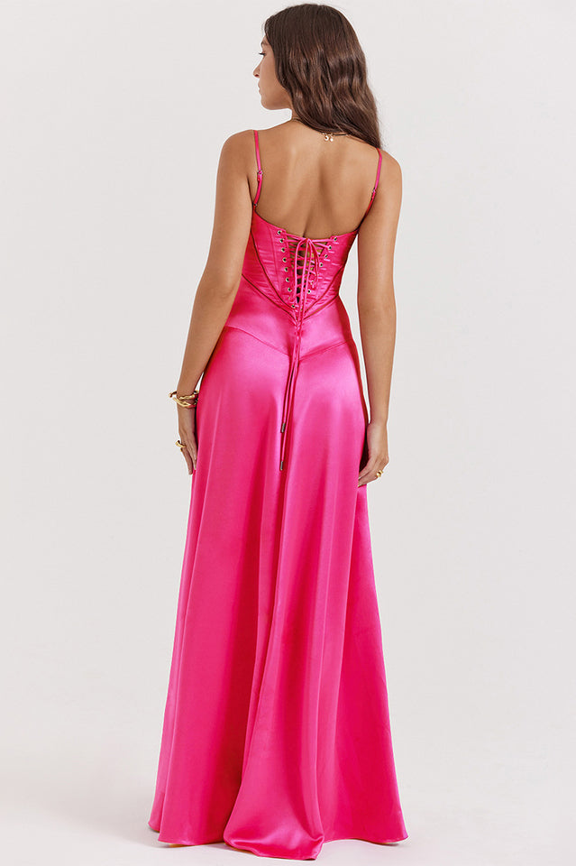 Elegant Black Lace Up Maxi Dress
