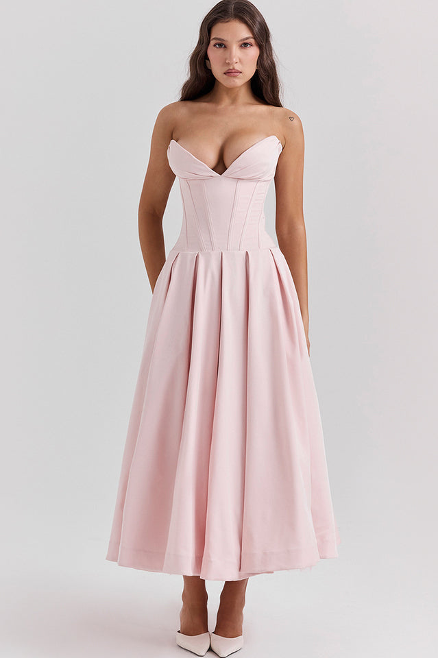 Chic Black Strapless Midi Dress