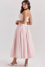 Chic Black Strapless Midi Dress