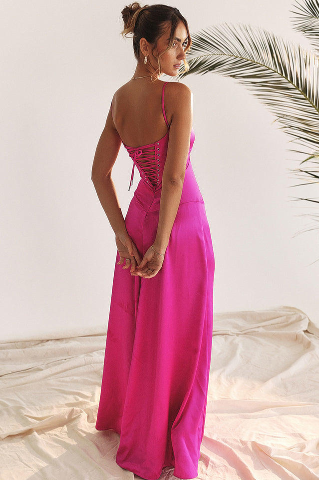 Elegant Black Lace Up Maxi Dress