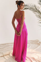 Elegant Black Lace Up Maxi Dress