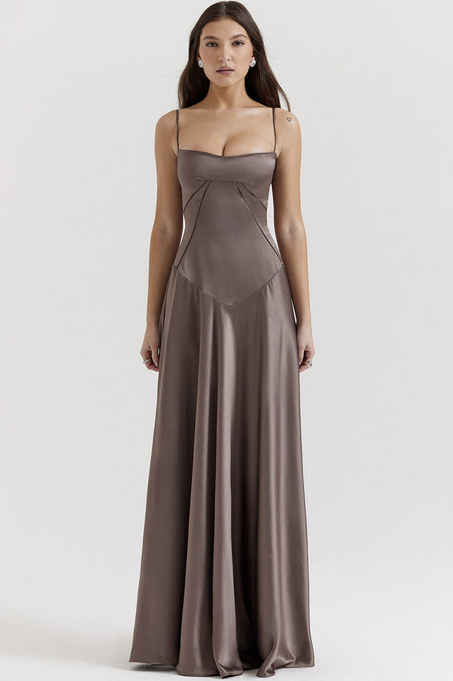 Elegant Black Lace Up Maxi Dress