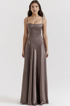 Elegant Black Lace Up Maxi Dress
