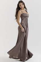 Elegant Black Lace Up Maxi Dress