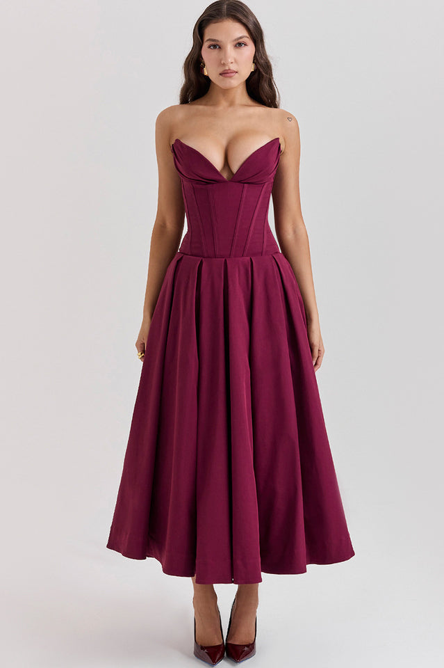 Chic Black Strapless Midi Dress