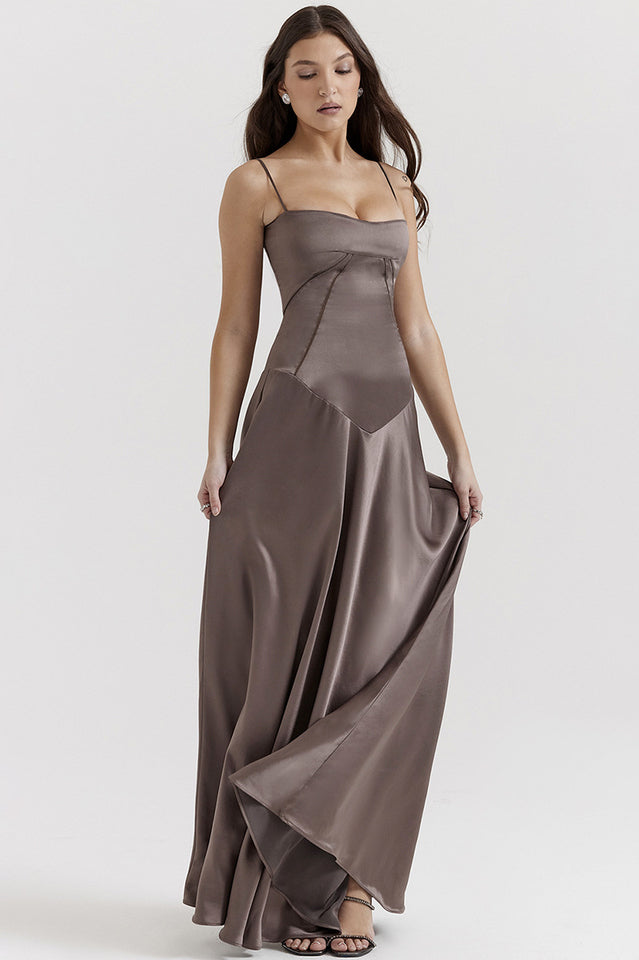Elegant Black Lace Up Maxi Dress