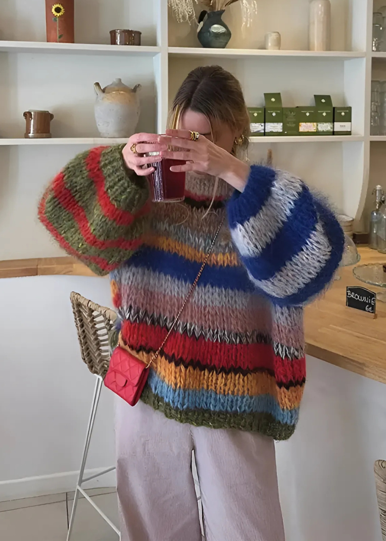 Cozy Retro Striped Knit Sweater