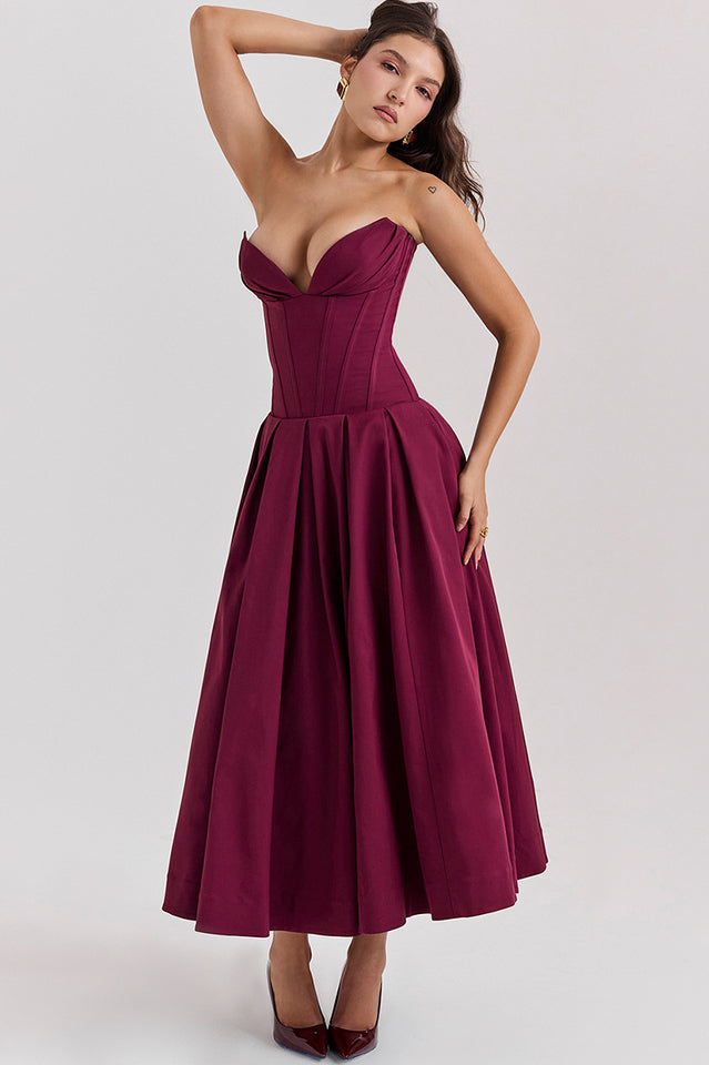 Chic Black Strapless Midi Dress
