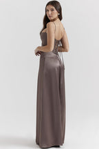 Elegant Black Lace Up Maxi Dress